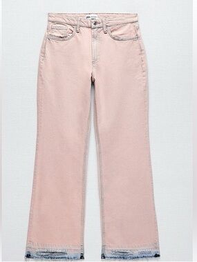 Zara Pastel Pink High-Rise Wide-Leg Jeans